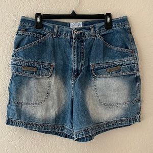 Carolina Blues Vintage Highwaisted Denim Carpenter Cargo Denim Shorts size 16W